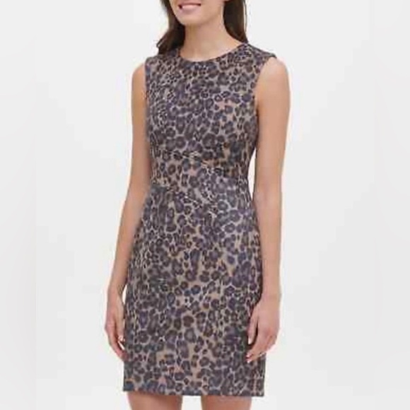 Size 14 Tommy Hilfiger Leopard Print Sleeveless Sheath Dress NWT - Picture 4 of 12